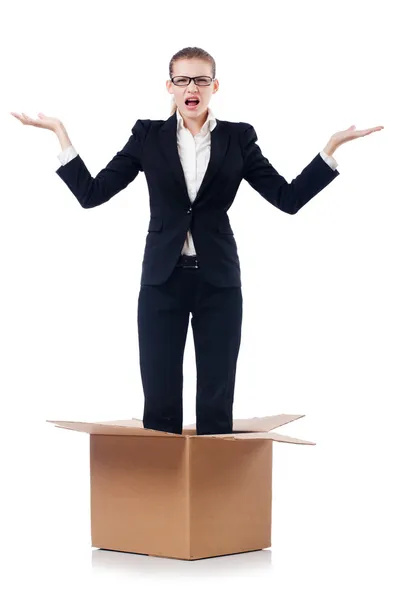 Businesswoman in box — Stock Photo, Image