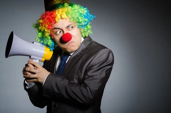 Clown med högtalare — Stockfoto