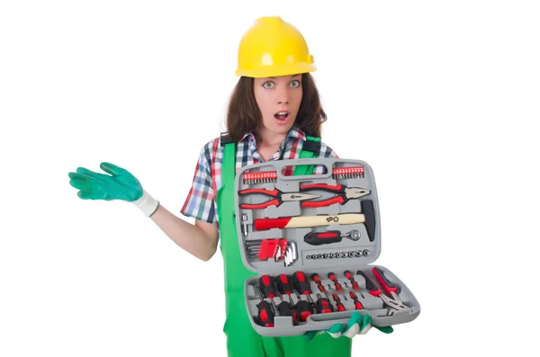 Donna con toolkit — Foto Stock