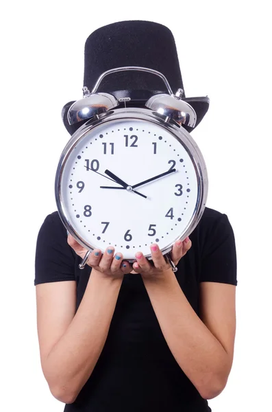 Woman with clock — Stock Photo, Image