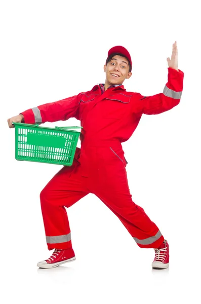 Man with shopping basket — Stock Photo, Image