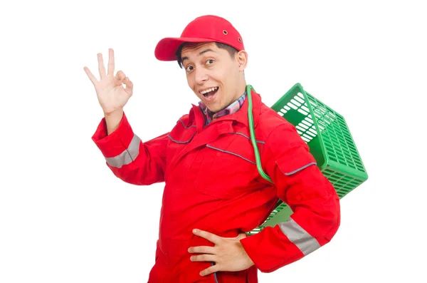 Man with shopping basket — Stock Photo, Image