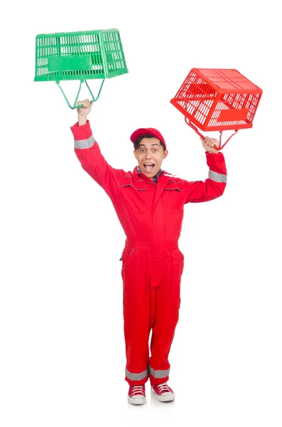 Muž s nákupním košíku — Stock fotografie