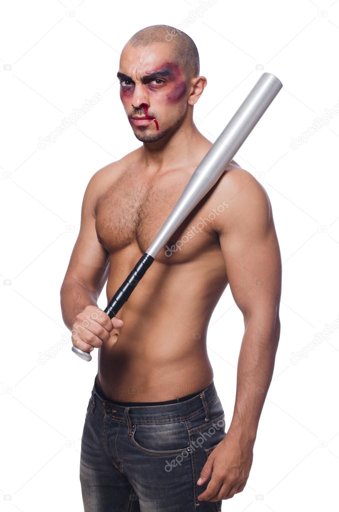 man with baseball bat