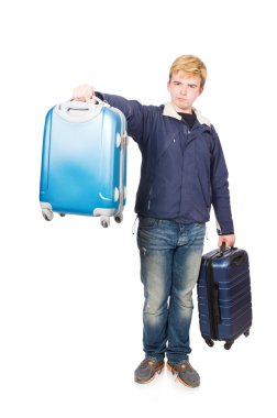 Beyaz valizli komik adam.