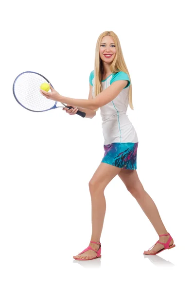 Tennis player isolated on white — Stock Photo, Image