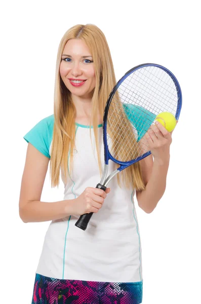 Giocatore di tennis isolato su bianco — Foto Stock