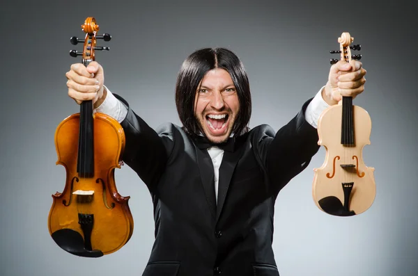 Homem violino no conceito musicano — Fotografia de Stock