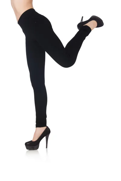 Zwarte leggings in beauty fashion concept geïsoleerd op wit — Stockfoto