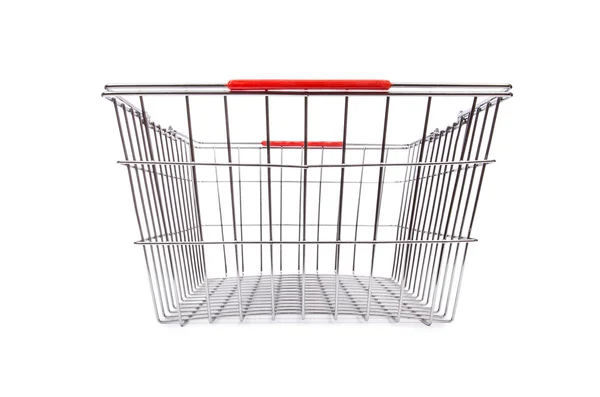 Shopping supermarket trolley isolated on the white — Stock Photo, Image