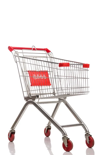 Shopping supermarket trolley isolated on the white Stock Image