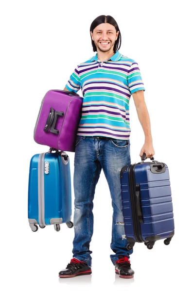 Travel vacation concept with luggage on white — Stock Photo, Image