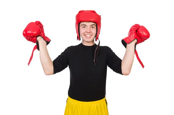 Boxeador divertido aislado en el fondo blanco — Foto de Stock