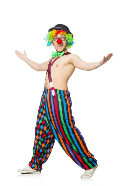 Lustiger Clown isoliert auf weißem Hintergrund — Stockfoto