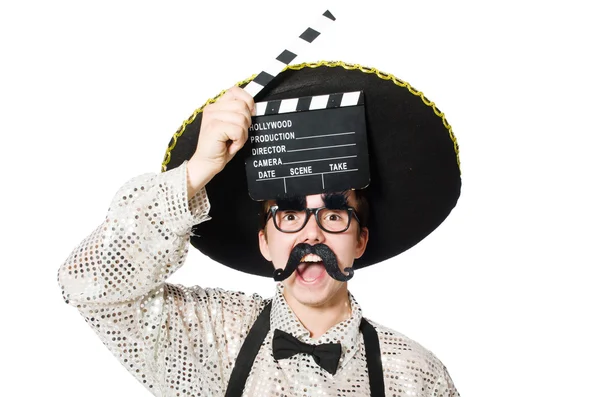 Funny mexican with movie board — Stock Photo, Image