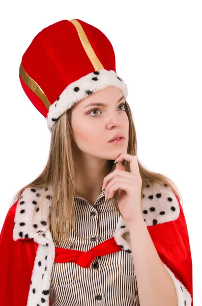 Woman queen isolated on the white — Stock Photo, Image