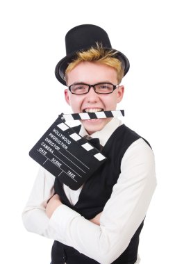 komik adam film clapper fıçı tahtası ile