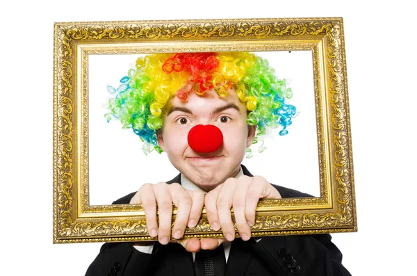 Clown geïsoleerd op de witte achtergrond — Stockfoto