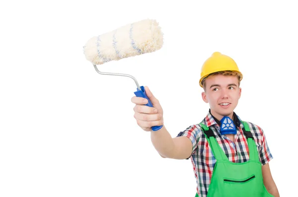 Pintor engraçado isolado em branco — Fotografia de Stock