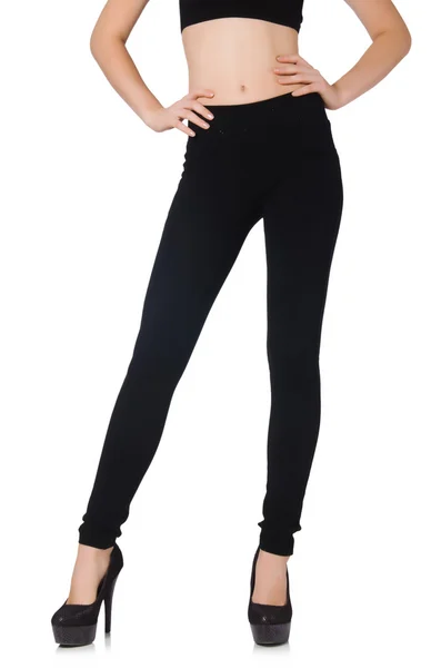 Zwarte leggings in beauty fashion concept geïsoleerd op wit — Stockfoto