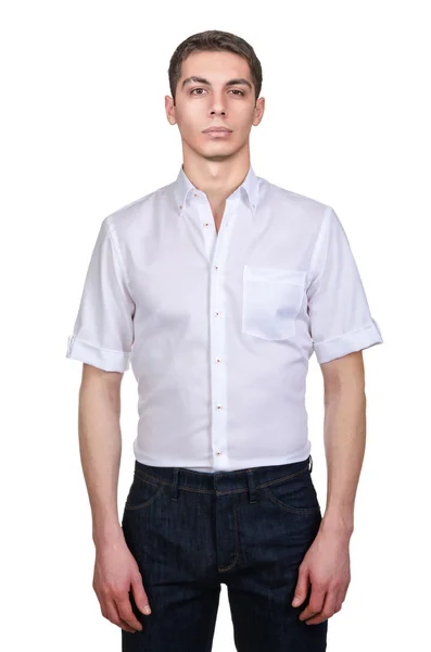 Modello maschile con camicia isolata su bianco — Foto Stock