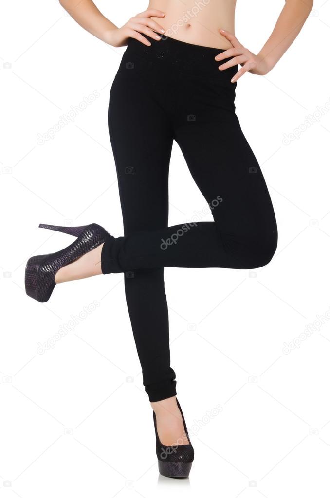 Black leggings in beauty fashion concept isolated on white