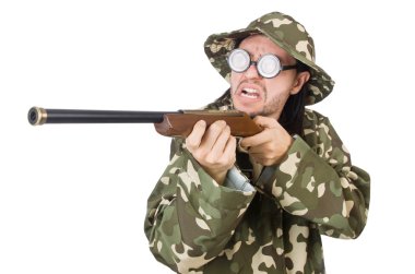 Beyazların arasında izole komik asker