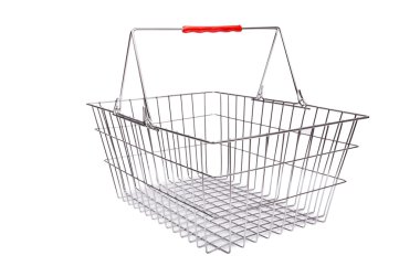 üzerinde beyaz izole süpermarket arabası alışveriş