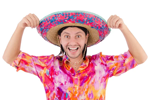 솜브레로 모자를 쓴 웃긴 멕시코 사람 — 스톡 사진