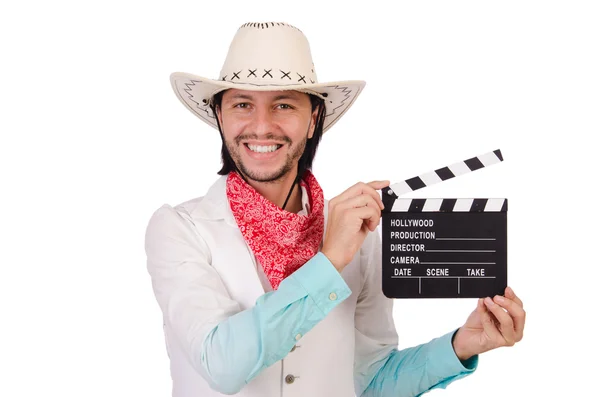 Cowboy isolé sur le fond blanc — Photo