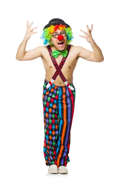 Lustiger Clown isoliert auf weißem Hintergrund — Stockfoto