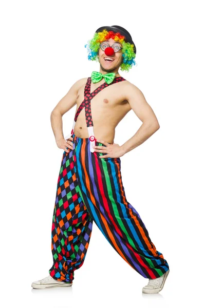 Lustiger Clown isoliert auf weißem Hintergrund — Stockfoto