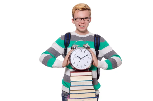 Student mist zijn deadlines geïsoleerd op wit — Stockfoto