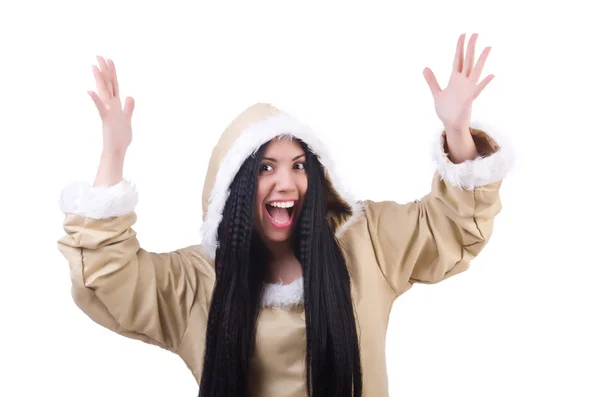 Mujer esquimal aislado en blanco — Foto de Stock