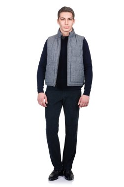 adam beyaz izole moda bakmak