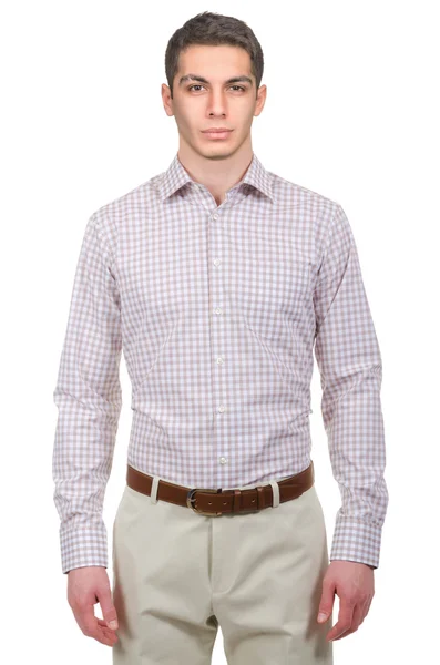 Modelo masculino con camisa aislada en blanco — Foto de Stock