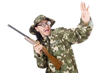 Beyazların arasında izole komik asker