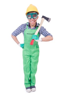 komik adam beyaz izole balta