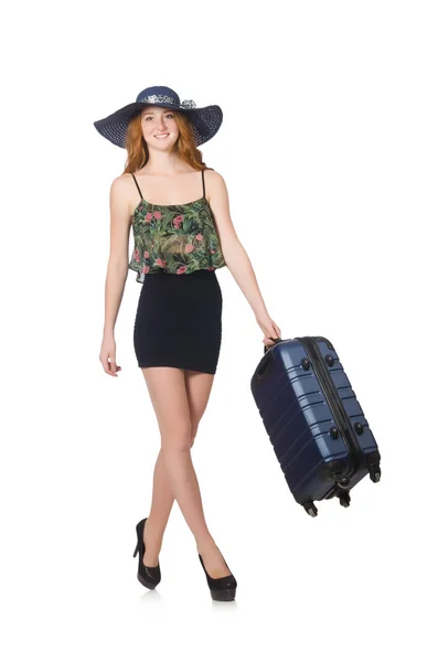 Travel vacation concept with luggage on white — Stock Photo, Image