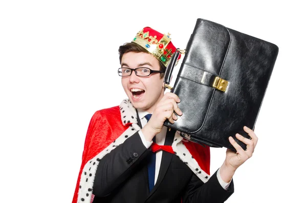 Geschäftsmann mit Krone auf weißem Grund — Stockfoto