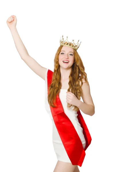 Beauty contest winner isolated on the white — Stock Photo, Image