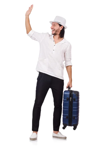Travel vacation concept with luggage on white — Stock Photo, Image