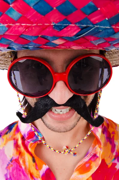 솜브레로 모자를 쓴 웃긴 멕시코 사람 — 스톡 사진
