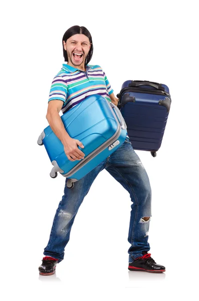 Viaggio concetto di vacanza con bagagli su bianco — Foto Stock