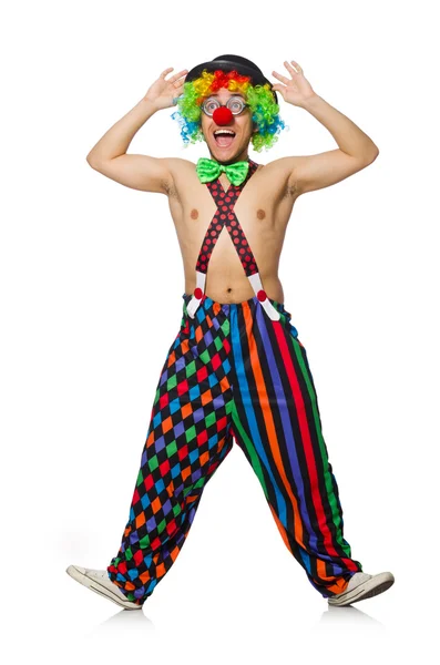 Grappige clown geïsoleerd op de witte achtergrond — Stockfoto