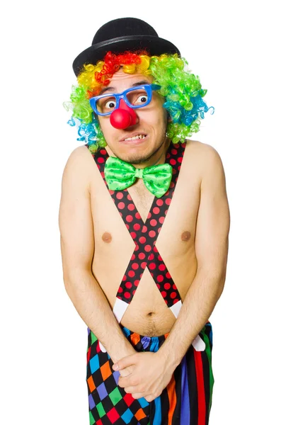 Rolig clown isolerat på den vita bakgrunden — Stockfoto