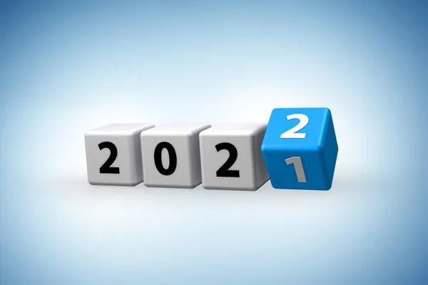 Έννοια της αλλαγής του έτους από 2021 σε 2022 - 3d rendering — Φωτογραφία Αρχείου