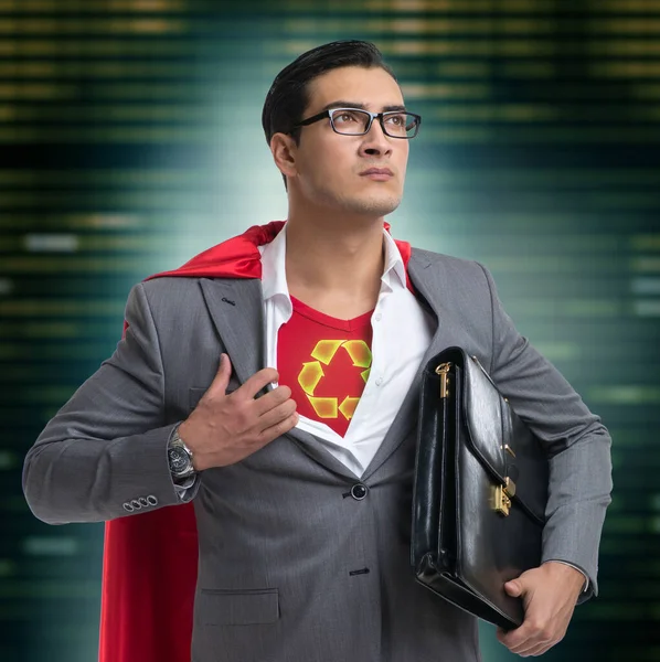 Biznesmen w koncepcji superbohatera z czerwoną okładką — Zdjęcie stockowe