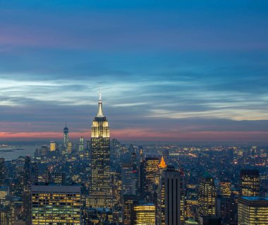 Günbatımında New York Manhattan manzarası