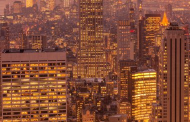 Günbatımında New York Manhattan manzarası